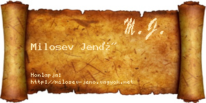 Milosev Jenő névjegykártya